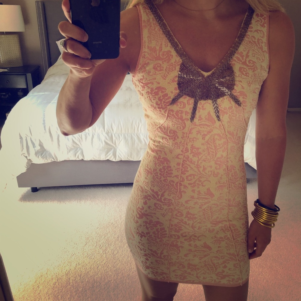 Free People beaded fitted mini dress